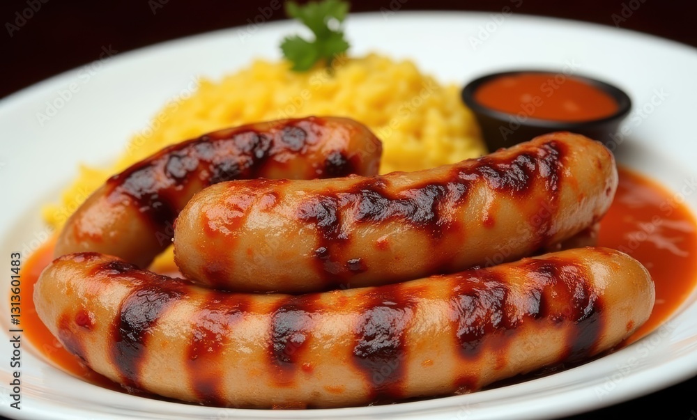 Grilled sausages with rice Grilled sausages with rice