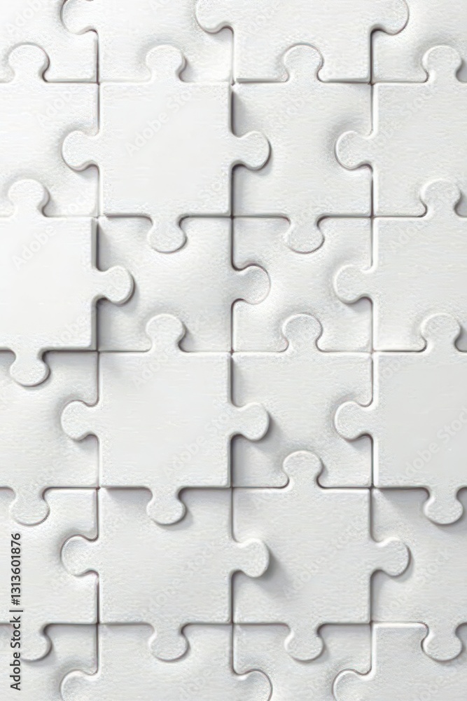 Clean white jigsaw puzzle pieces, textured background, card, clean, template Clean white jigsaw puzzle pieces, textured background, card, clean, template