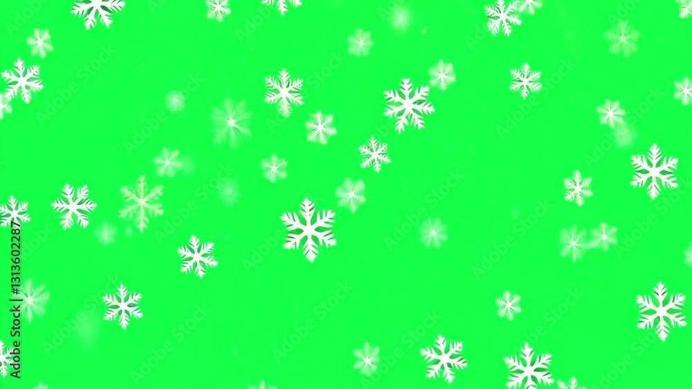 Snoflakes falling 4K video, transparent on green screen Snoflakes falling 4K video, transparent on green screen