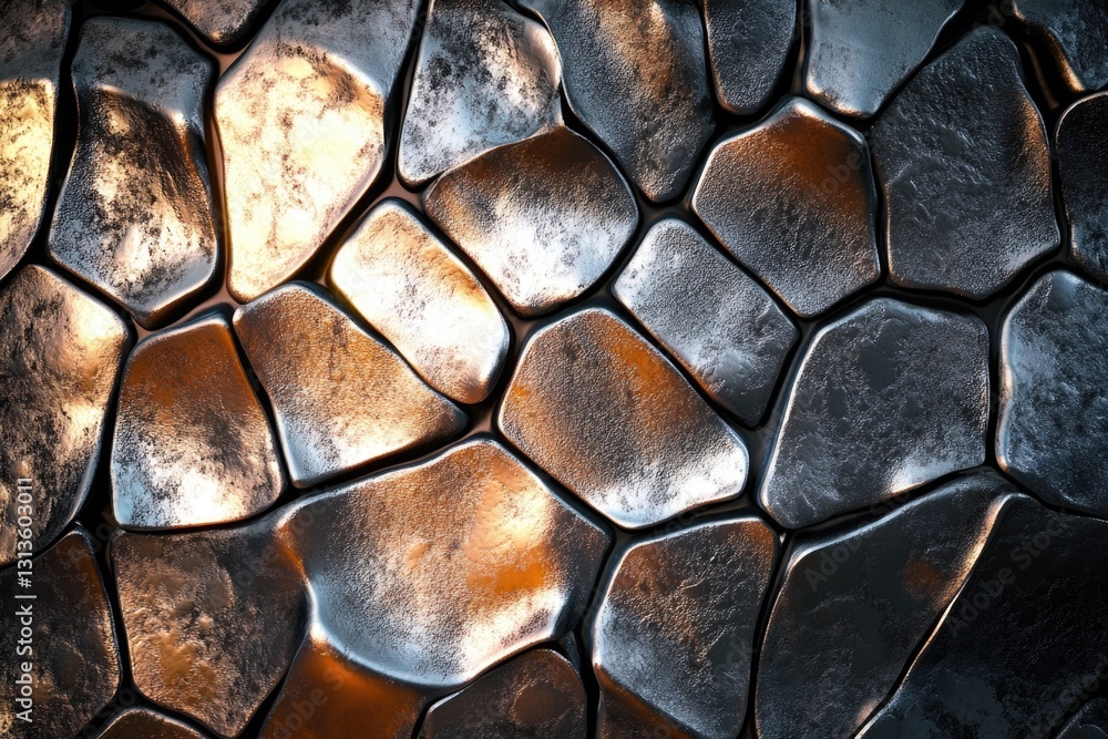 A close-up of metallic shards creating a textured pattern, with light diffusing through them. A close-up of metallic shards creating a textured pattern, with light diffusing through them.