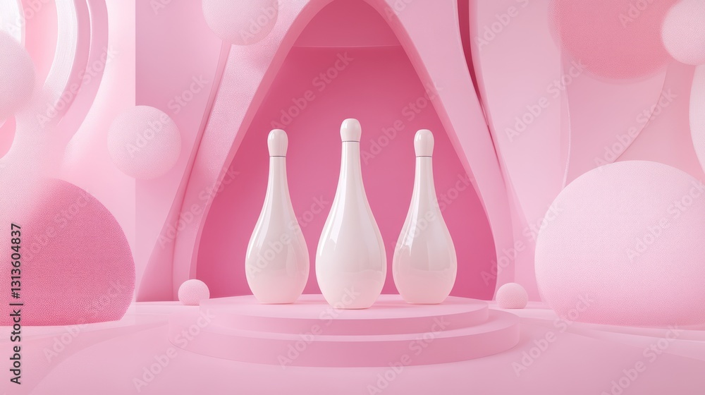 Pink Display of Cosmetic Bottles Pink Display of Cosmetic Bottles