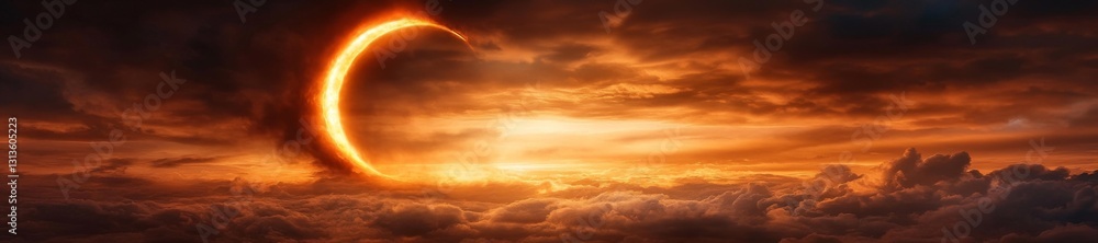 Partial Solar Eclipse with the Sun Shaped in a Crescent. Generative AI Partial Solar Eclipse with the Sun Shaped in a Crescent. Generative AI