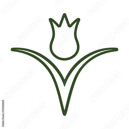 Vector Icon Representing Vegan Cosmetics With a Tulip Design for Skincare Products