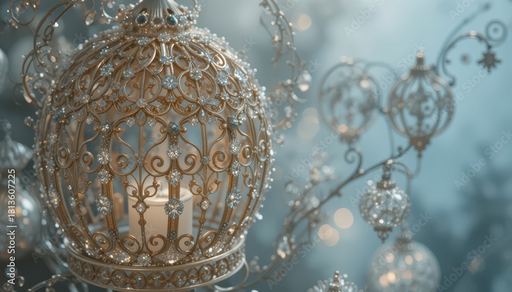 Obraz premium Elegant Vintage Candle Holder with Intricate Design and Glow