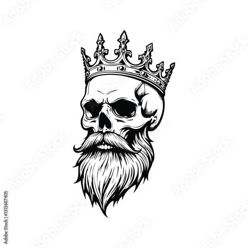 king skull head with crown Illustration