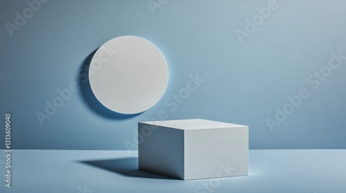 Minimalist  white cube  circle display  studio background  product presentation