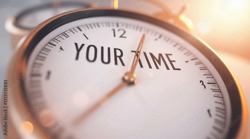 Close-Up of Clock With 'Your Time' Highlighted, Symbolizing Focus and Priorities Close-Up of Clock With 'Your Time' Highlighted, Symbolizing Focus and Priorities
