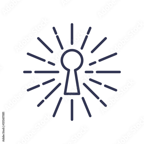 Keyhole with rays symbolizes unlocking potential and innovation.