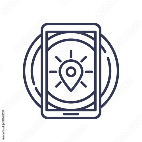 Mobile phone with location pin, symbolizing mobile access and navigation.