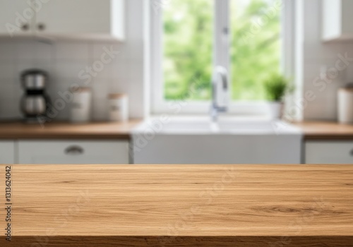 Modern kitchen interior mockup table with sleek furniture and contemporary design in a stylish home