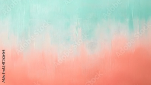 64. A smooth ombre from soft coral to light mint  evoking a fresh and tranquil mood