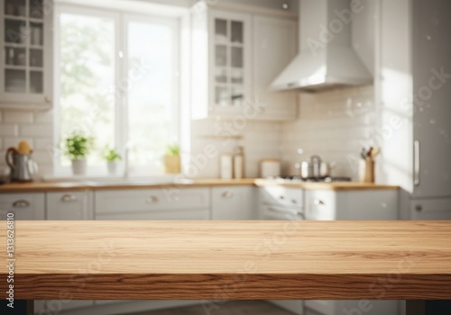 Modern kitchen interior mockup table with sleek furniture and contemporary design in a stylish home