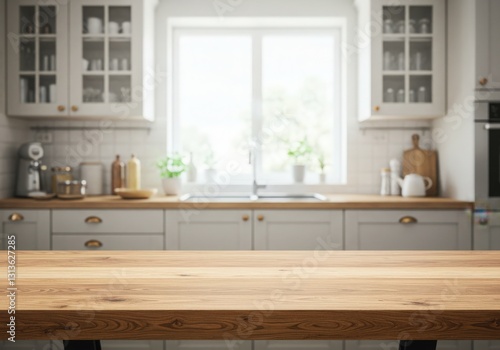 Modern kitchen interior mockup table with sleek furniture and contemporary design in a stylish home