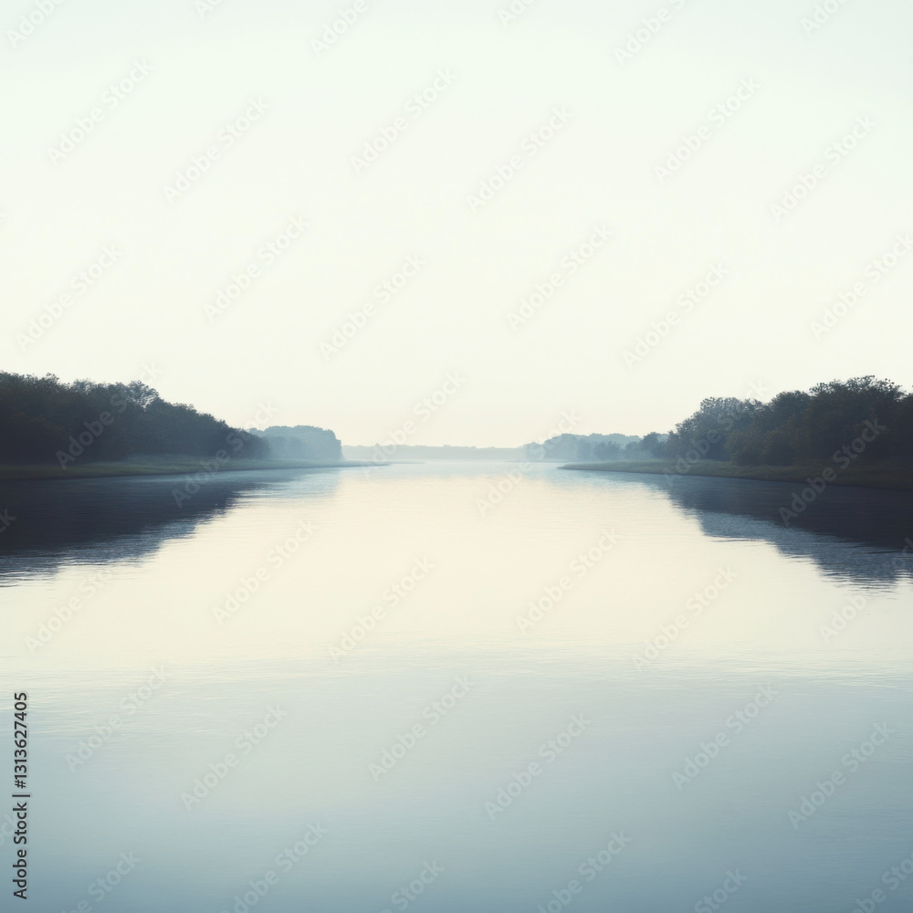 A tranquil river scene with expansive views of the flowing water A tranquil river scene with expansive views of the flowing water