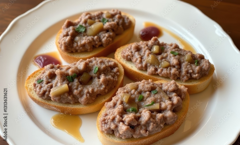 Savory meat spread on toast Savory meat spread on toast