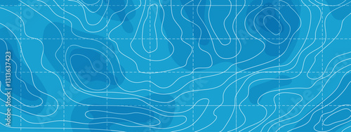 Topographic map lines retro geometric abstract relief tot view template. Land or water texture, grid contour. Topo with elevation, geography scheme and the terrain path.