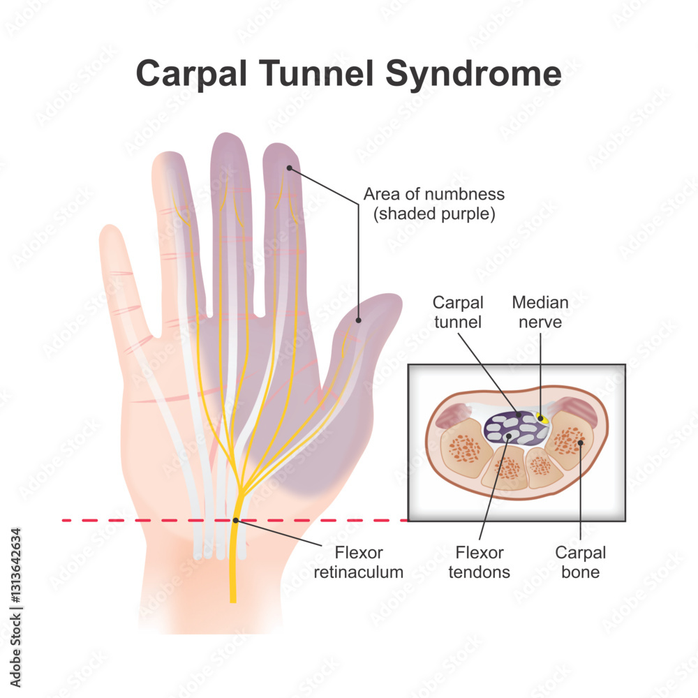 Ταπετσαρία Carpal Tunnel Syndrome Hand Illustration