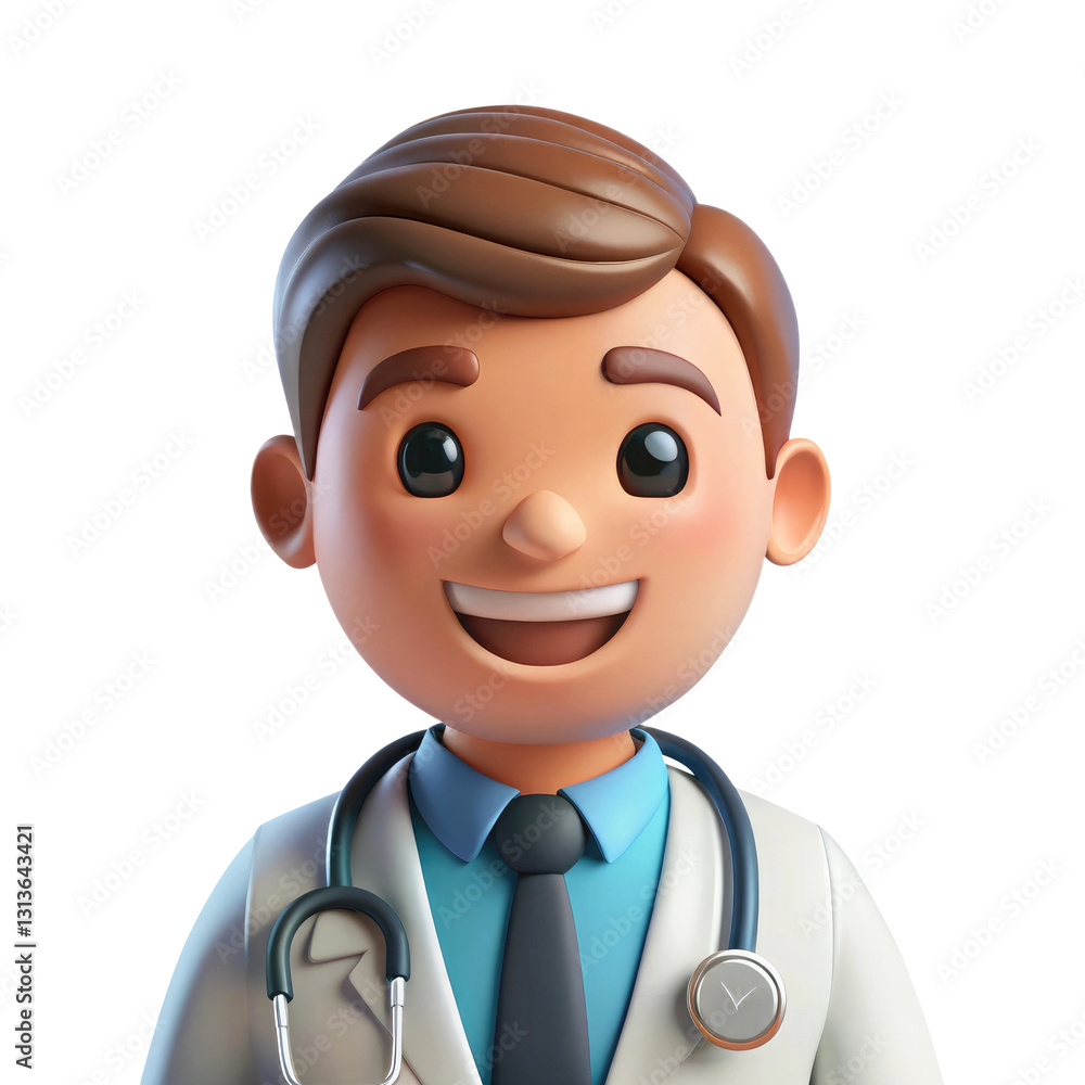 doctor with stethoscope 3d character cartoon plastic style minimal isolated on transparent white background, clipping path doctor with stethoscope 3d character cartoon plastic style minimal isolated on transparent white background, clipping path