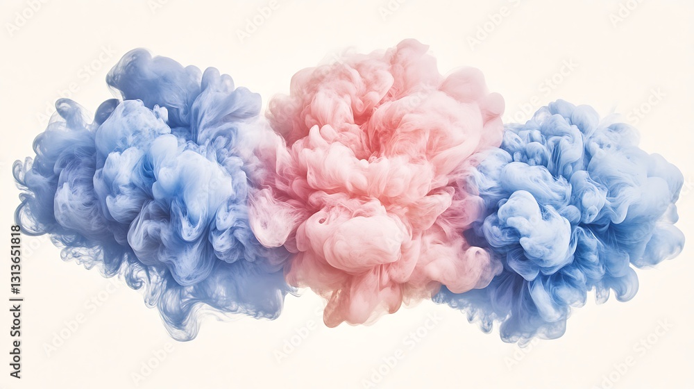 Fototapeta premium Pastel Hues in Fluid Motion, Abstract Ink Clouds, Serene Aesthetics