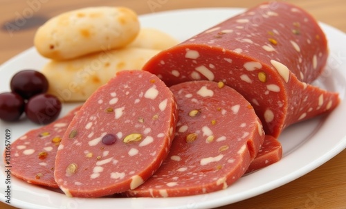 Sliced deli meats on a plate