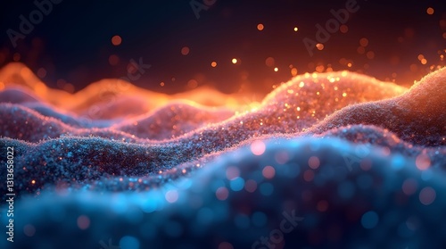 Bright waves of color rise and fall symbolizing the digital environment
