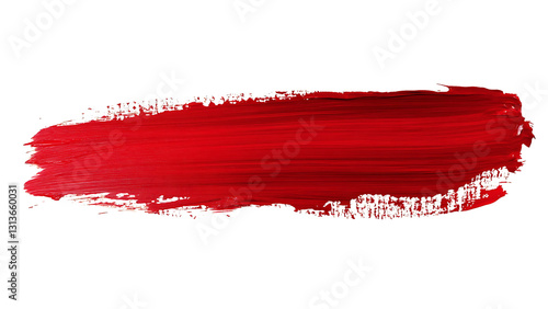 red paint brush stroke on transparent background