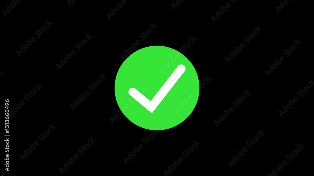 Animation of a green checkmark on a black background Animation of a green checkmark on a black background