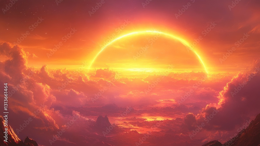 Stunning Sunrise Over Mountain Range with Vibrant Orange Sky and Dramatic Clouds Reflecting on Calm Water Below Stunning Sunrise Over Mountain Range with Vibrant Orange Sky and Dramatic Clouds Reflecting on Calm Water Below