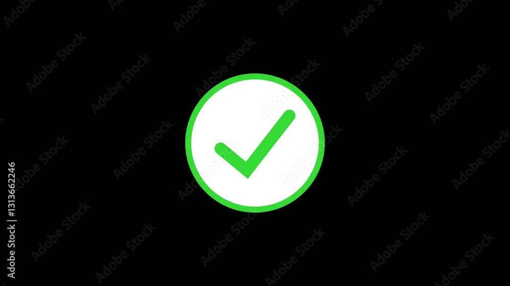 Animation of a green checkmark on a black background Animation of a green checkmark on a black background