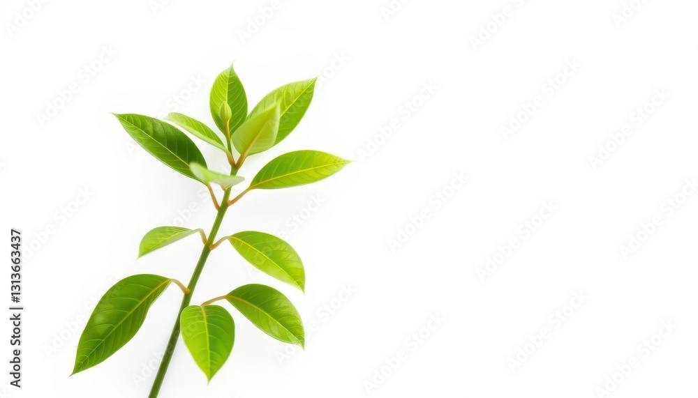 Single vibrant green plant, isolated on pure white, plantlife, studio shot Single vibrant green plant, isolated on pure white, plantlife, studio shot