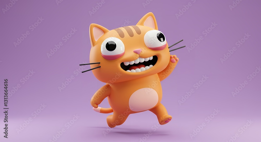 Funny Meme-Style Isometric 3D Illustration of a Cat Making a Silly Face Funny Meme-Style Isometric 3D Illustration of a Cat Making a Silly Face