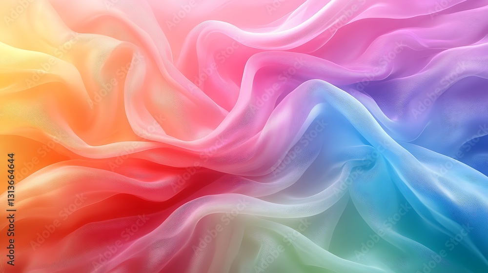 Rainbow Fabric Texture Pastel Colors Soft Drape Sheer Waves Rainbow Fabric Texture Pastel Colors Soft Drape Sheer Waves