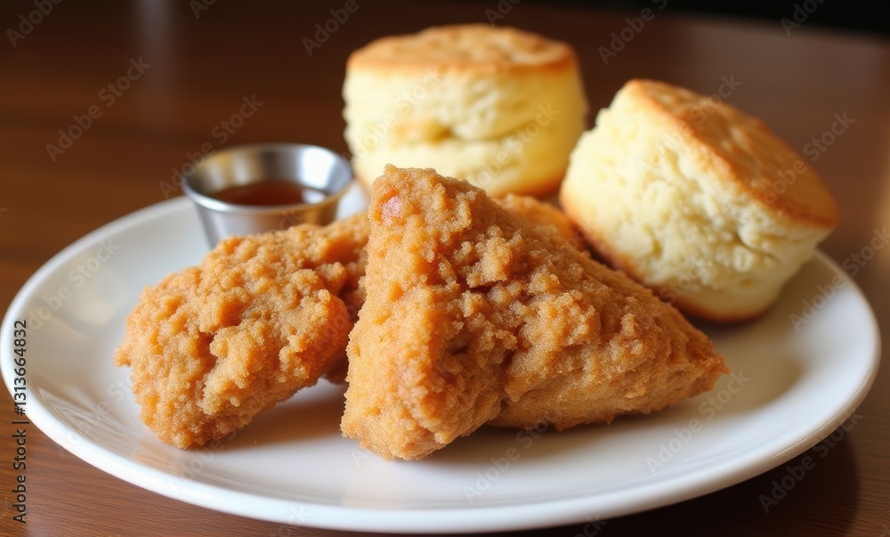 Fried chicken and biscuits plate Fried chicken and biscuits plate
