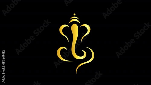 A radiant golden Ganesha animation, ideal for spiritual and wedding themes.