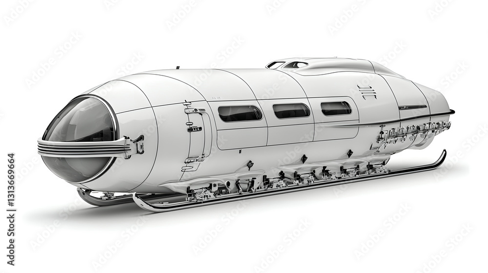 Fototapeta premium Futuristic White Snow Vehicle Sleek Design on White Background