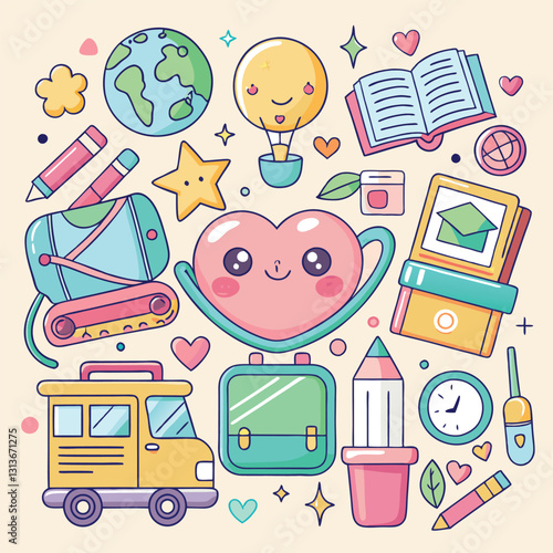 back to school icons stickers set  school icons set back to school