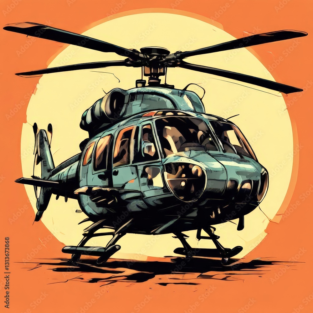 an AI Image Generator, Illustration of a Helicopter Flying with a Detailed an AI Image Generator, Illustration of a Helicopter Flying with a Detailed