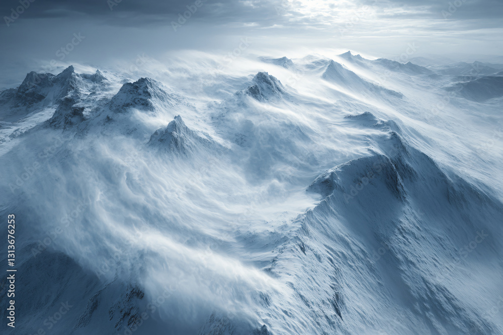 Fototapeta premium Lost in the Storm, Heavy Snowfall Covering the Horizon, storm, weather, nature, background, climate, cloud, rain, sky, danger, night, meteorology, disaster, environment, thunderstorm, outdoor. 