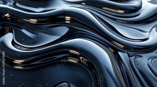 Wallpaper Mural A close-up of smooth, dark fluid waves with reflections and subtle textures. Torontodigital.ca