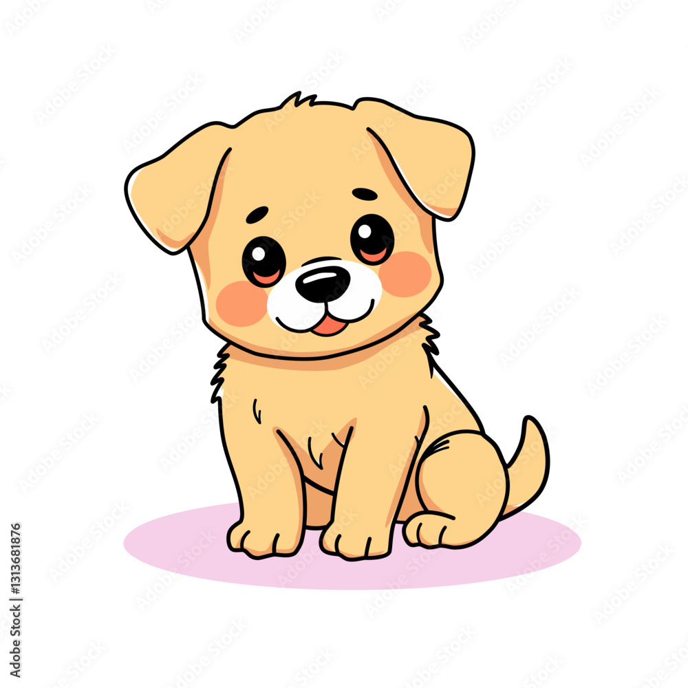 Fototapeta premium Vector dog golden retriever puppy baby with shadow