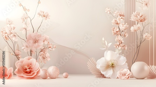 Elegant Floral Arrangement with Soft Pastel Colors and Textures