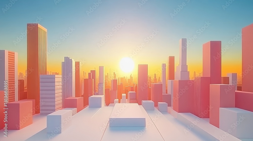 Sunrise cityscape with pastel skyscrapers creating a modern dreamlike urban skyline vision and inspiring architecture rendering Sunrise cityscape with pastel skyscrapers creating a modern dreamlike urban skyline vision and inspiring architecture rendering