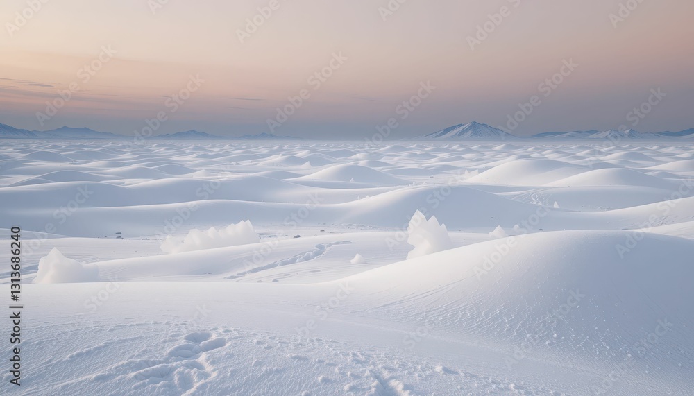 Serene Winter Landscape with Gentle Snow Dunes and Soft Light Serene Winter Landscape with Gentle Snow Dunes and Soft Light