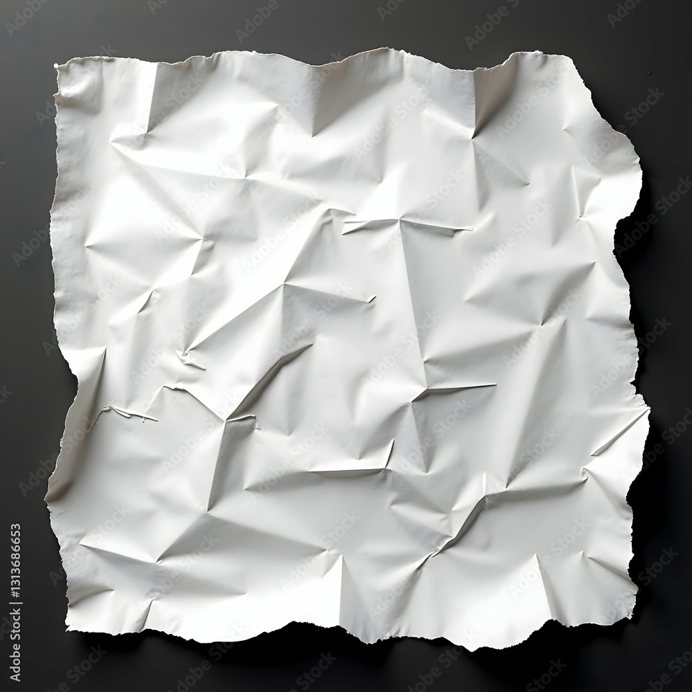 Shadows and Creases: A Minimalist Approach to Folded Paper Art, Exploring its Crumpled, Torn, and Textured Surface with High-Contrast Monochrome Light and Shadows.
Shadows and Creases: A Minimalist Approach to Folded Paper Art, Exploring its Crumpled, Torn, and Textured Surface with High-Contrast Monochrome Light and Shadows.