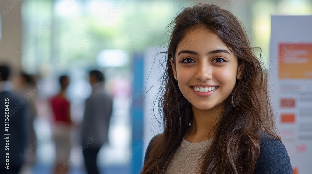 Young hispanic female professional smiling in business environment Young hispanic female professional smiling in business environment