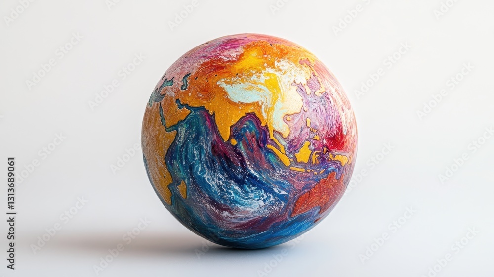 Abstract earth globe with colorful swirls of paint in artistic representation Abstract earth globe with colorful swirls of paint in artistic representation