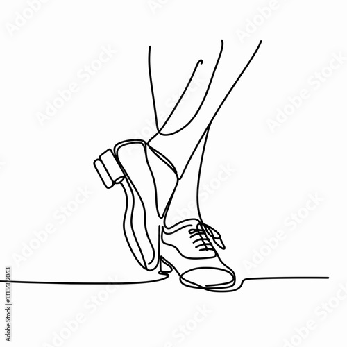 Stylish dancing shoes positioned elegantly against a minimalist background in line art style