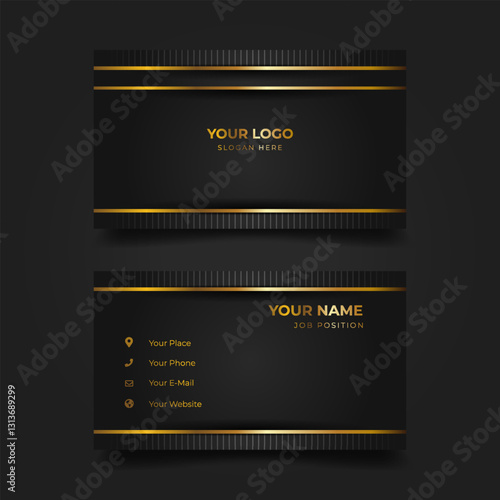Elegant black gold business card design template (2)