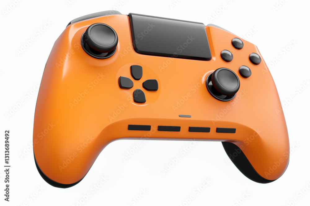 Realistic orange video game joystick or gamepad on white background Realistic orange video game joystick or gamepad on white background