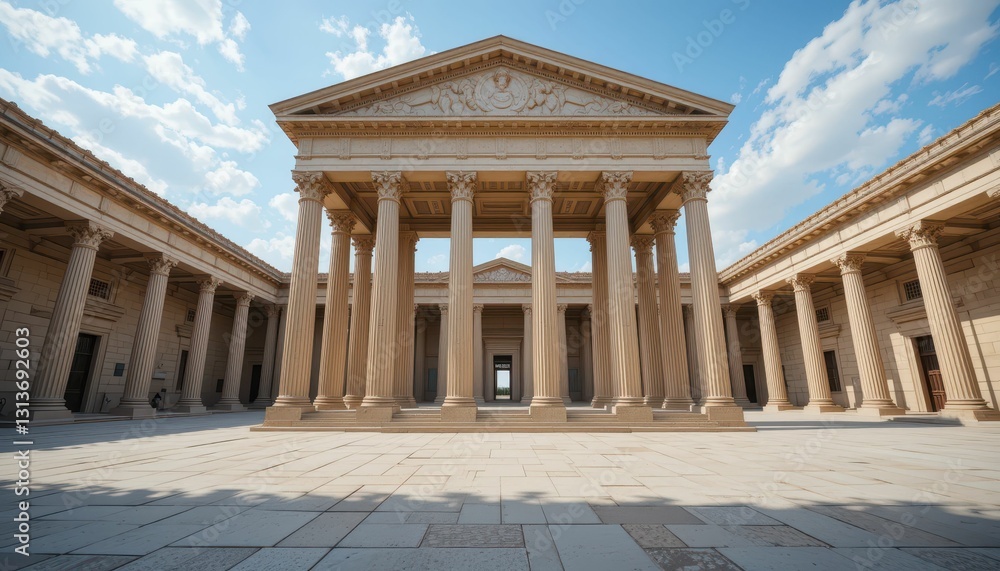 Fototapeta premium Grand Classical Architecture with Columns and Clear Sky Background